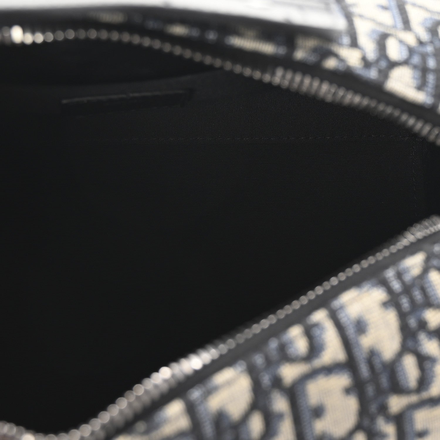 Oblique Jacquard Grained Calfskin Lingot Toiletry Case Blue Black