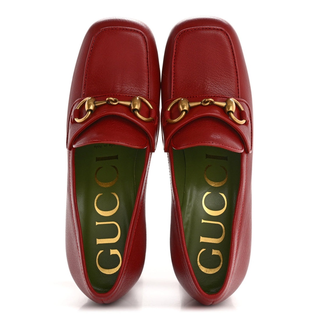 Goatskin Houdan Mid Heel Platform Loafers 35.5 Hibiscus Red