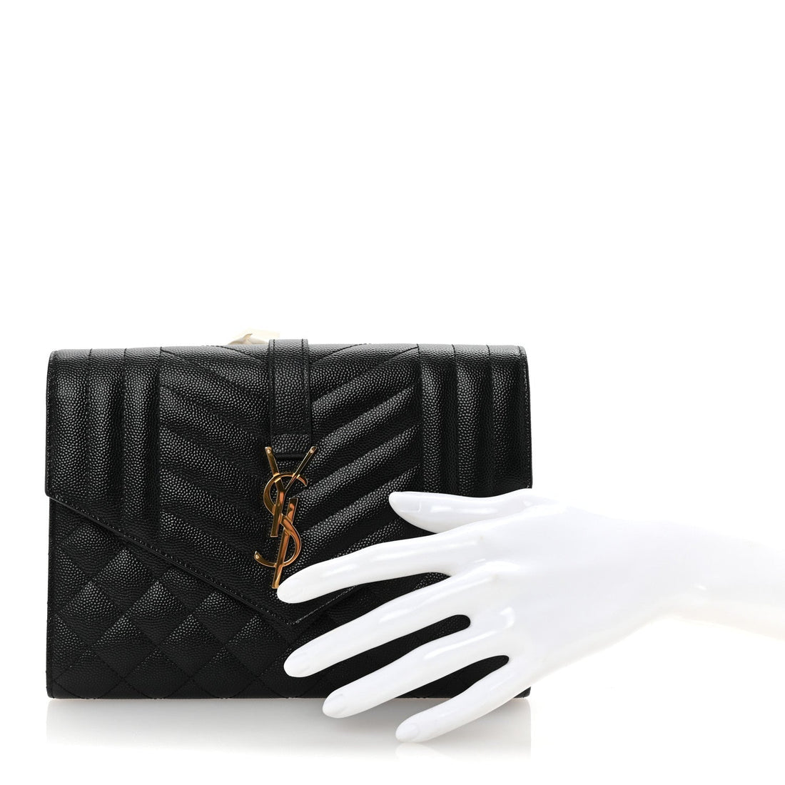 Grain De Poudre Textured Mixed Matelasse Triquilt Monogram Clutch Black