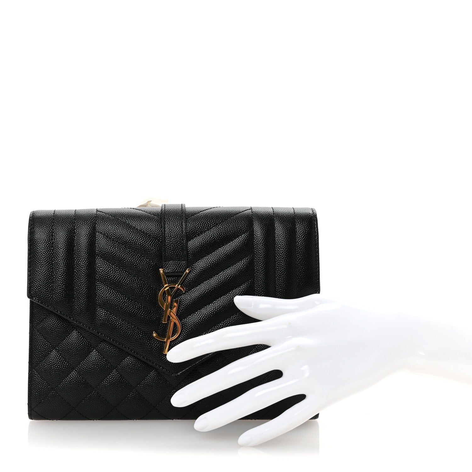 Grain De Poudre Textured Mixed Matelasse Triquilt Monogram Clutch Black