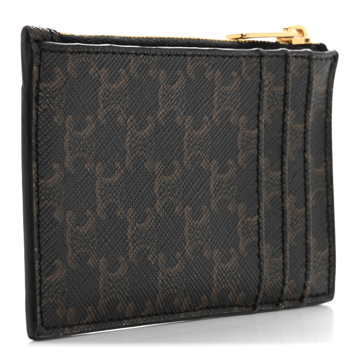 Triomphe Canvas Zipped Card Holder Tan