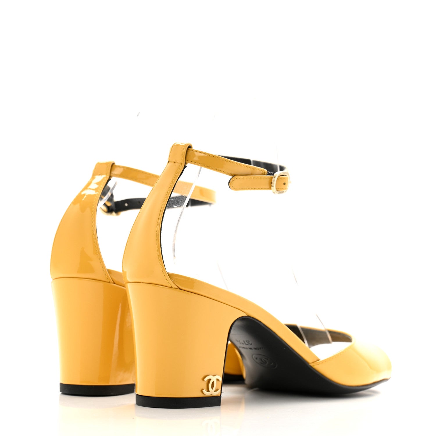 Patent CC Ankle Strap Sandals 37.5 Yellow