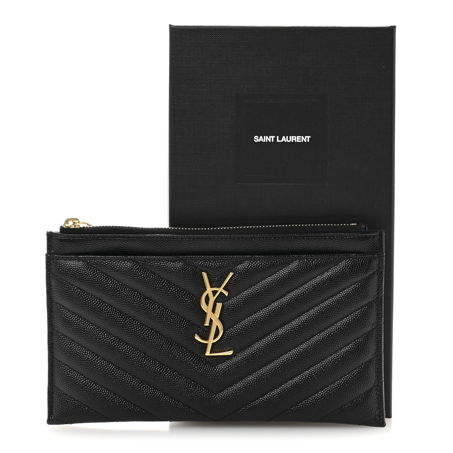 Grain De Poudre Chevron Monogram Bill Pouch Black