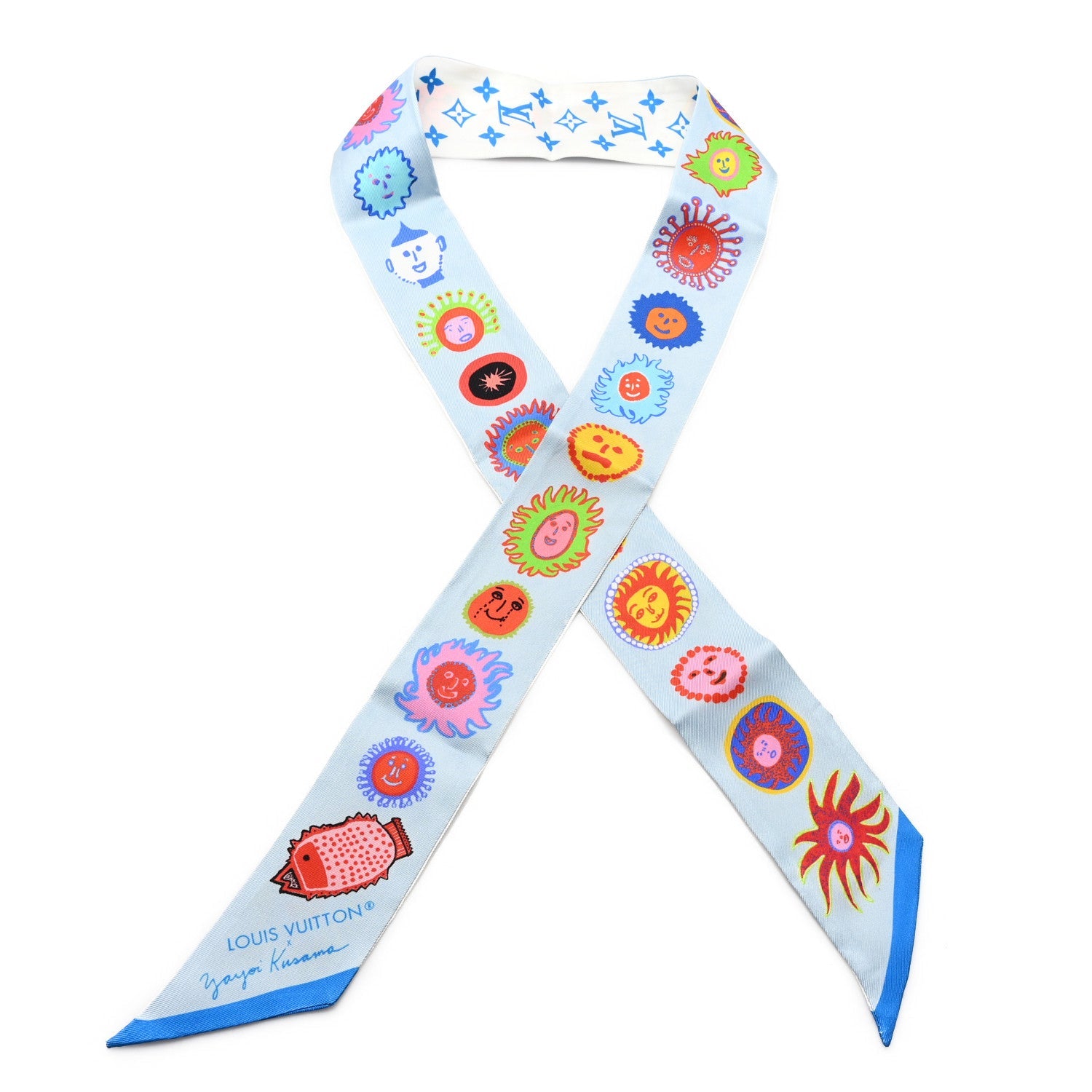 LV X YK Silk Monogram BB Bandeau Light Blue