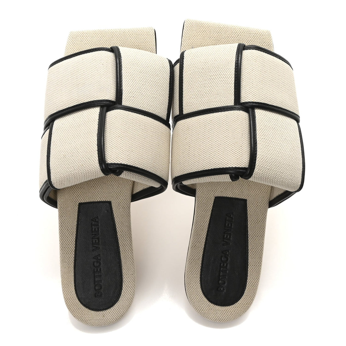 Cassette Canvas Patch Flat Sandals 40.5 Natural Black