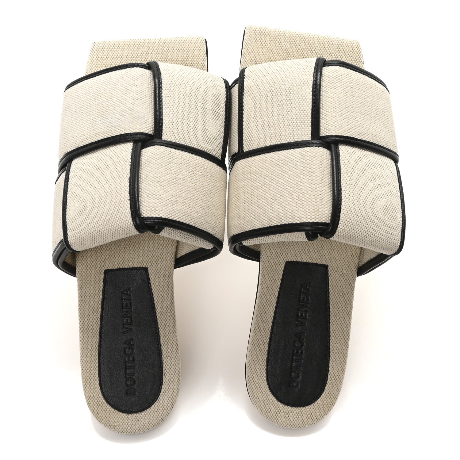 Cassette Canvas Patch Flat Sandals 40.5 Natural Black