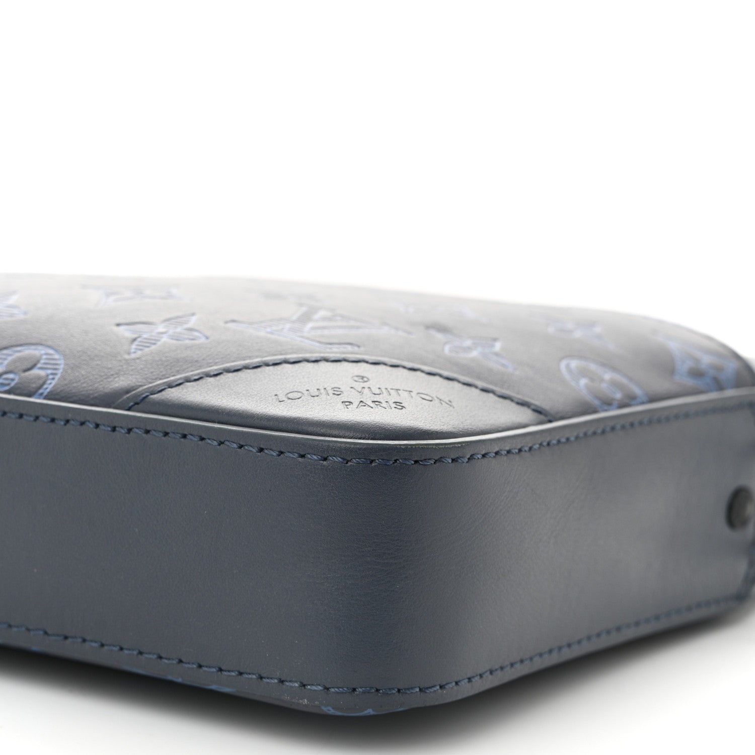 Calfskin Monogram Shadow Trio Messenger Navy River Blue