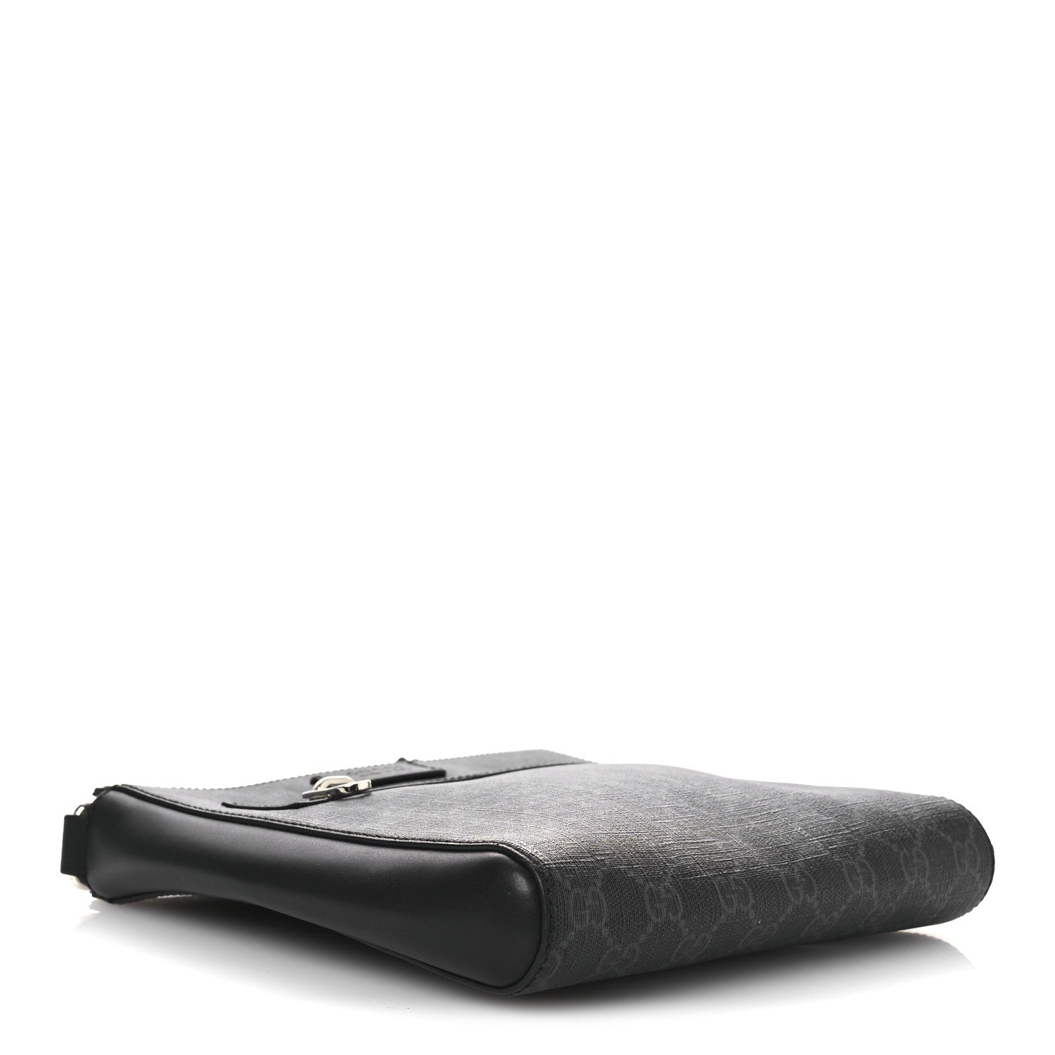 GG Supreme Monogram Web Small Flat Messenger Bag Black Grey