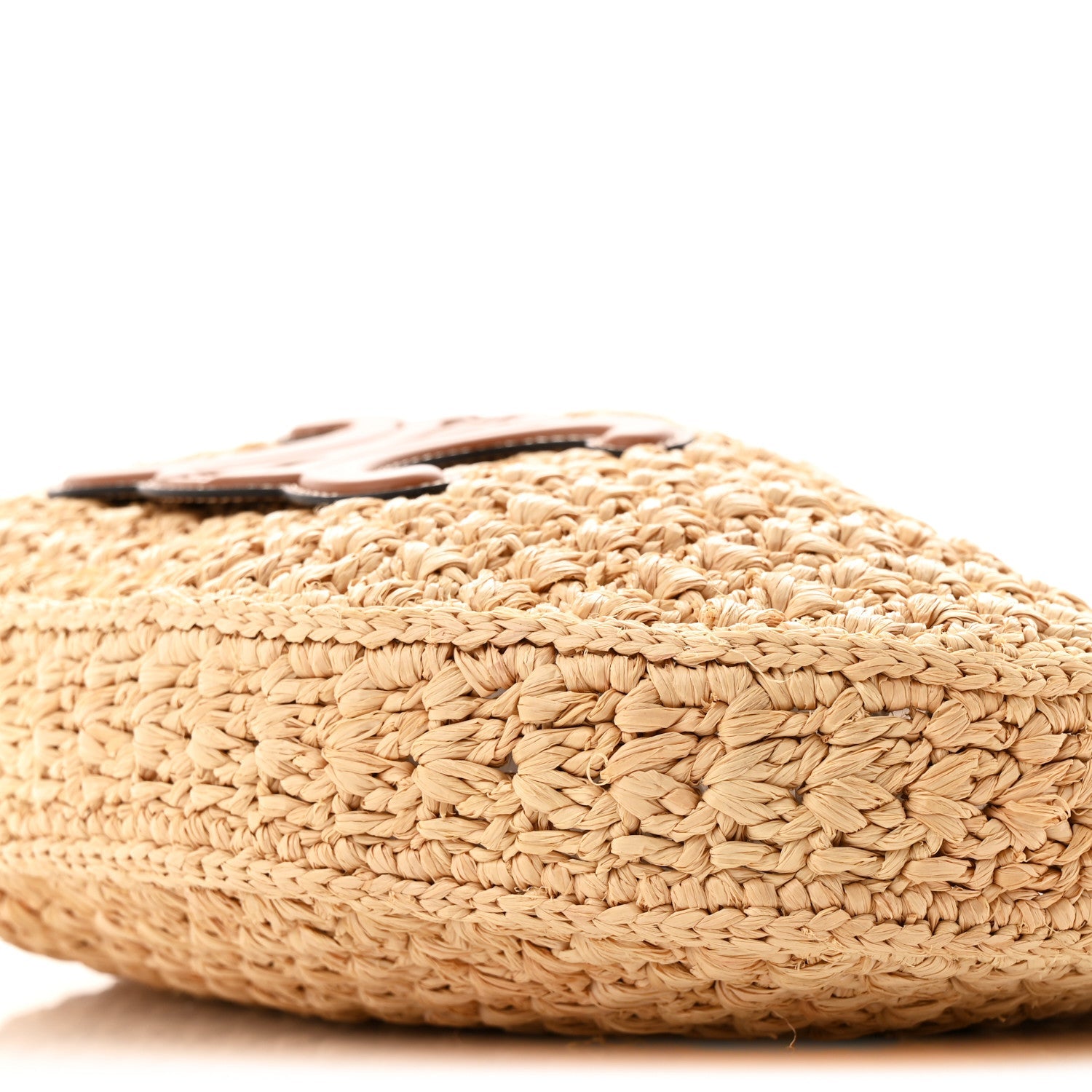 Raffia Calfskin Triomphe Panier Hobo Bag Natural Tan