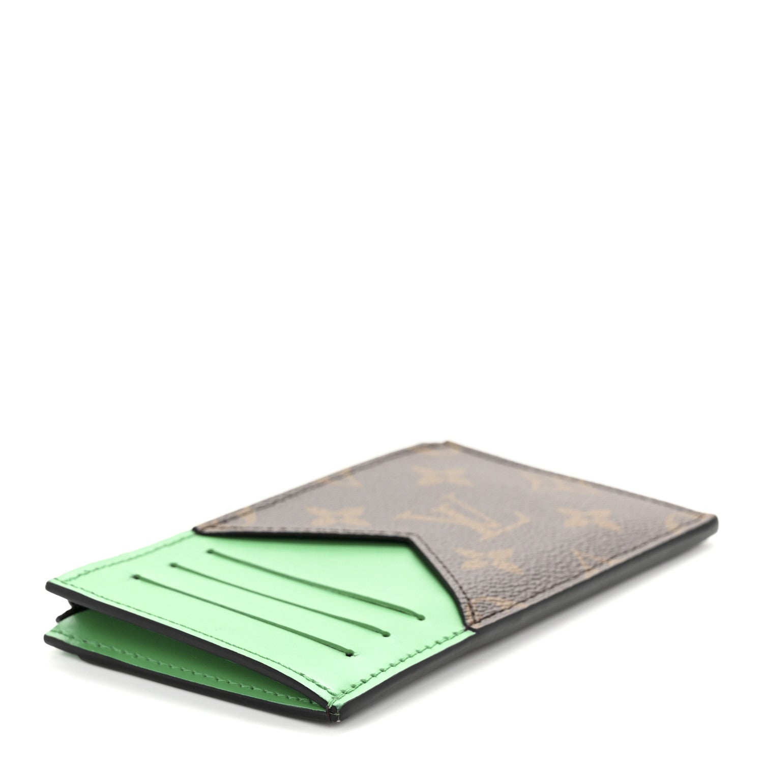 Monogram Calfskin Coin Card Holder Minty Green