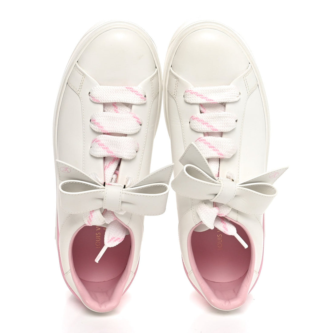 Calfskin Time Out Bow Sneakers 38 White Pink