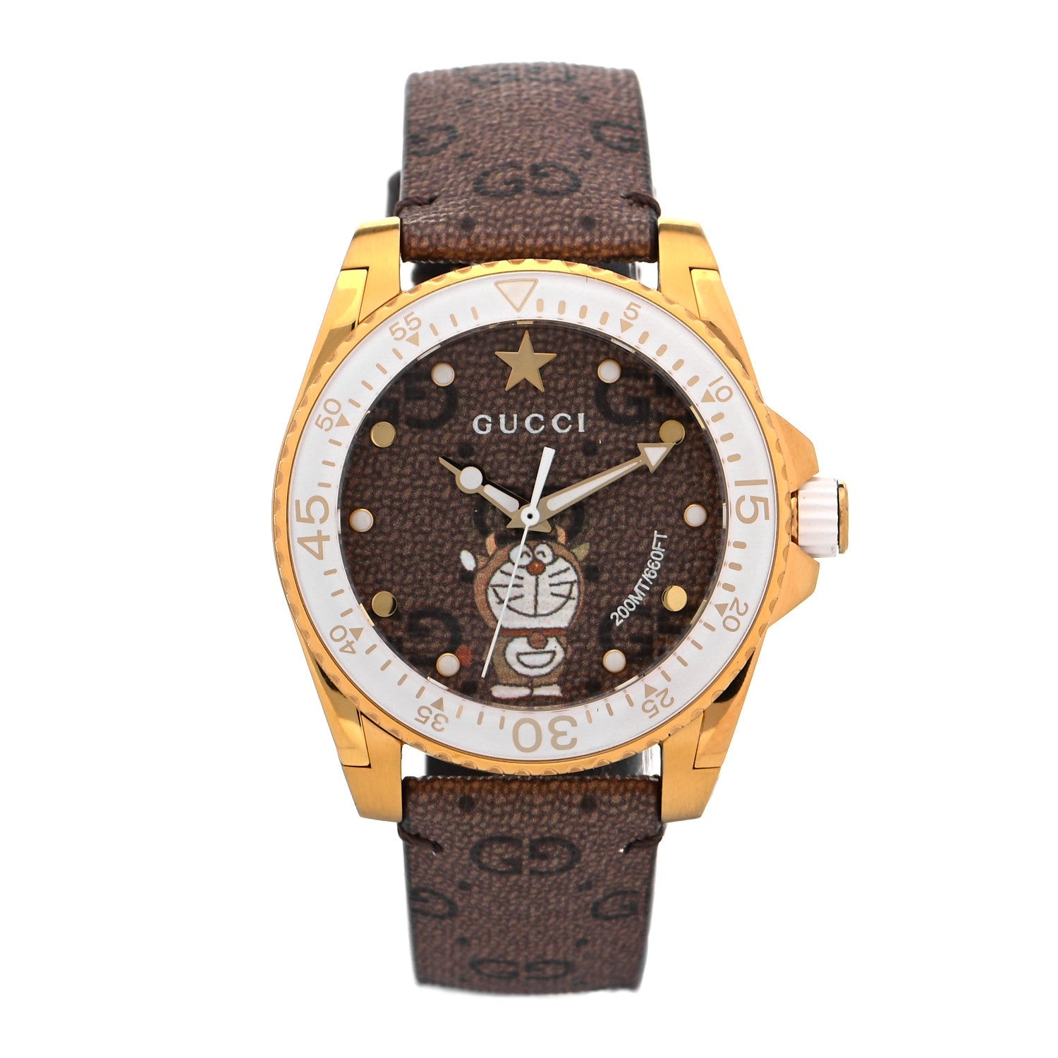 X DORAEMON Stainless Steel Canvas 40mm Dive Quartz Watch Brown