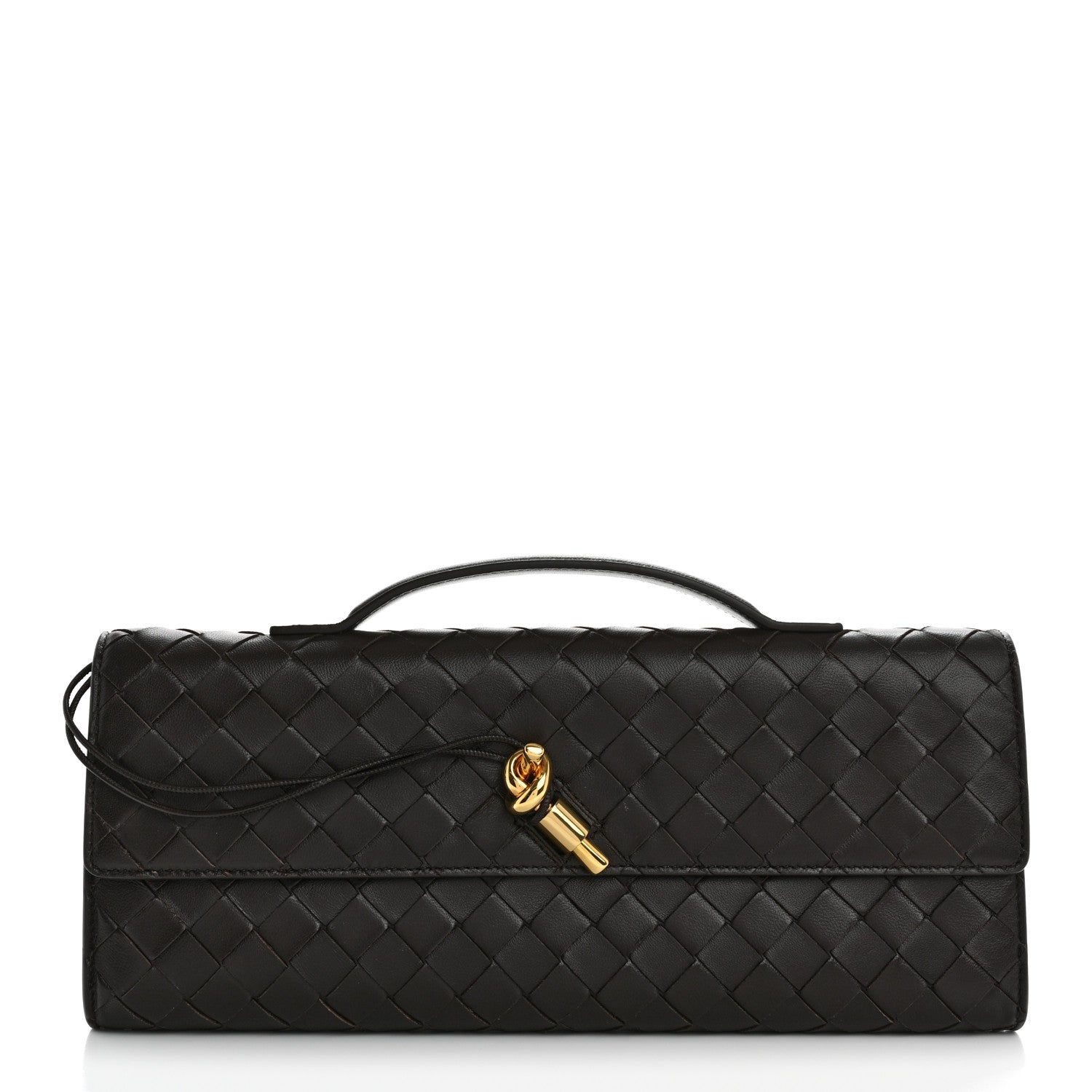 Nappa Intrecciato Long Andiamo Top Handle Clutch Fondant