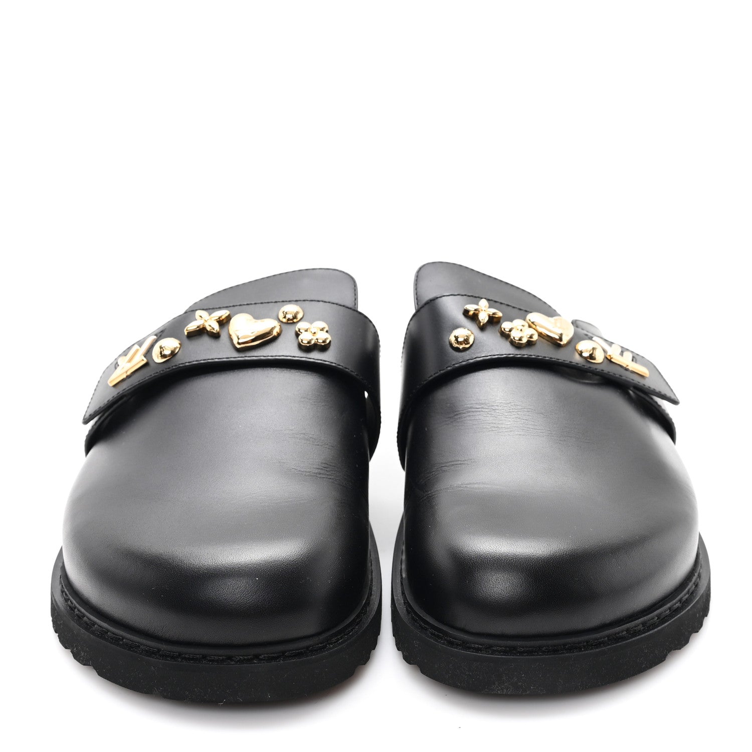 Calfskin Mens LV Cosy Flat Comfort Clog Mules 42 Black