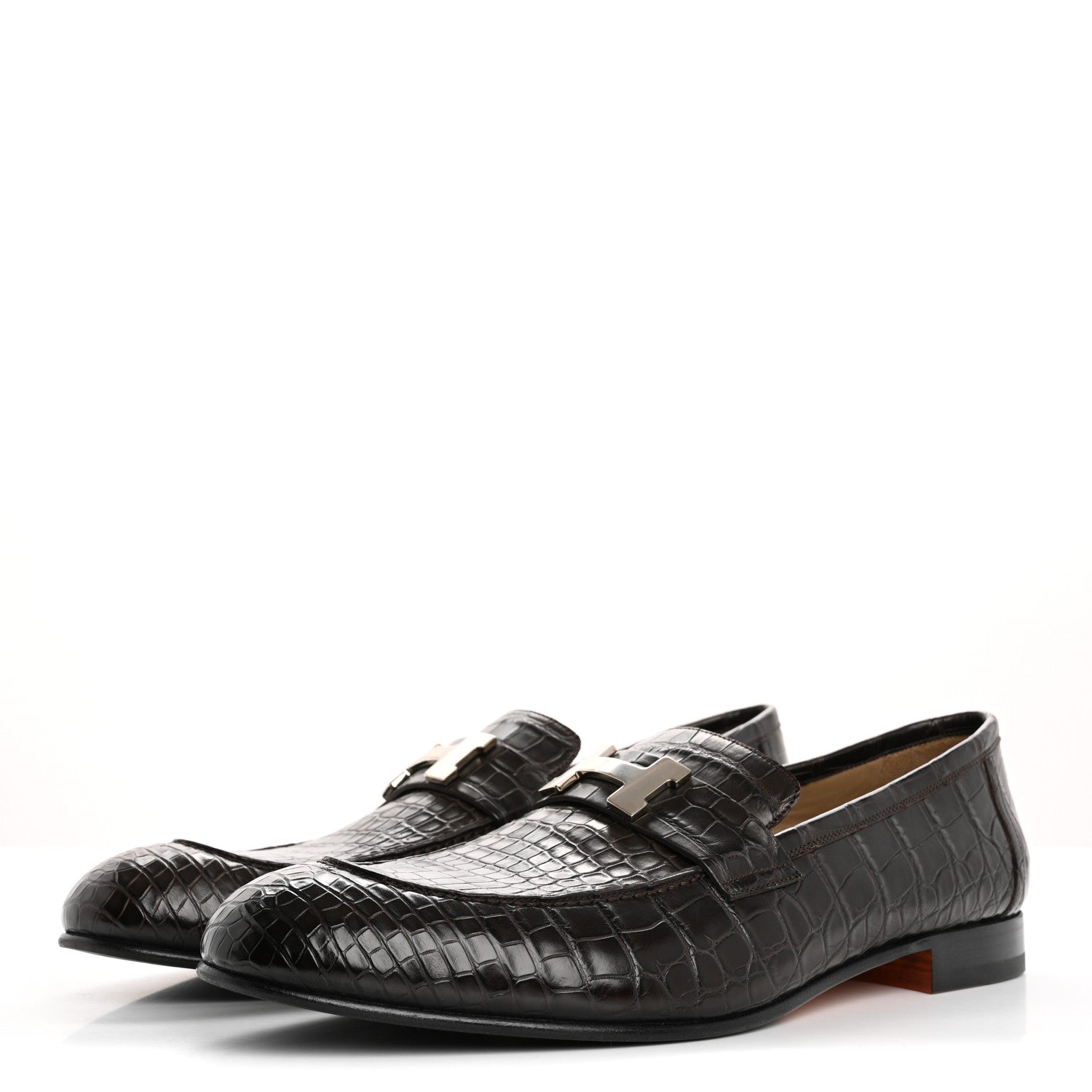 Matte Alligator Mens Paris Loafers 45 Moka