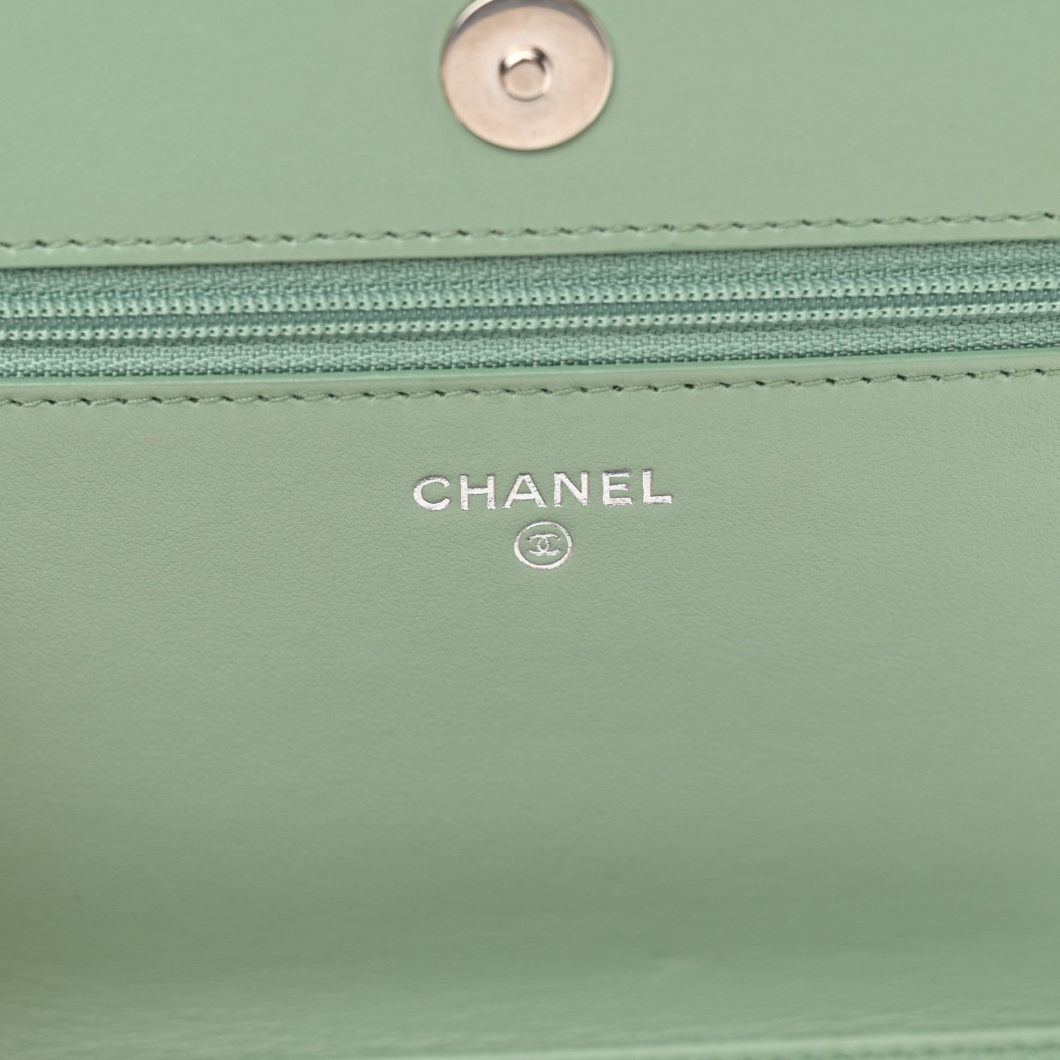 Caviar Quilted Boy Wallet On Chain WOC Light Green