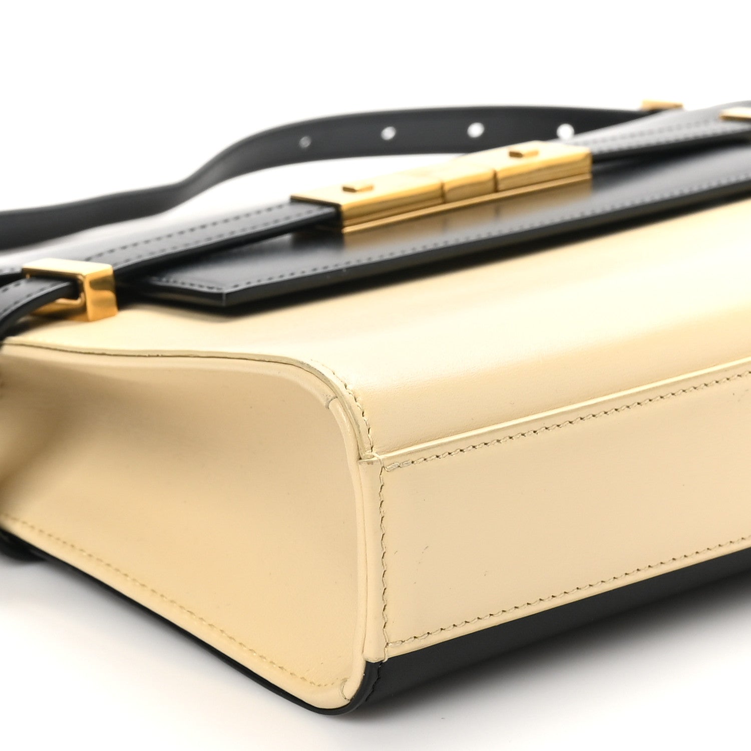 Smooth Calfskin Manhattan Shoulder Bag Black Beige