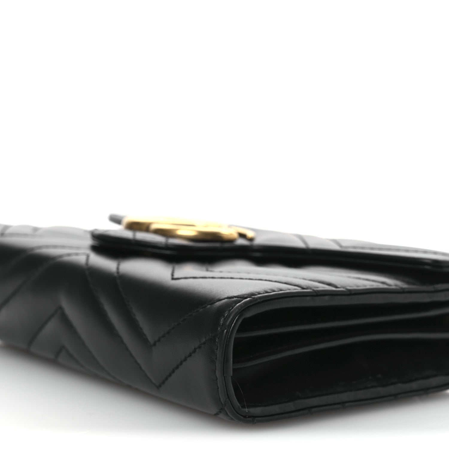 Calfskin Matelasse GG Marmont Chain Wallet Black