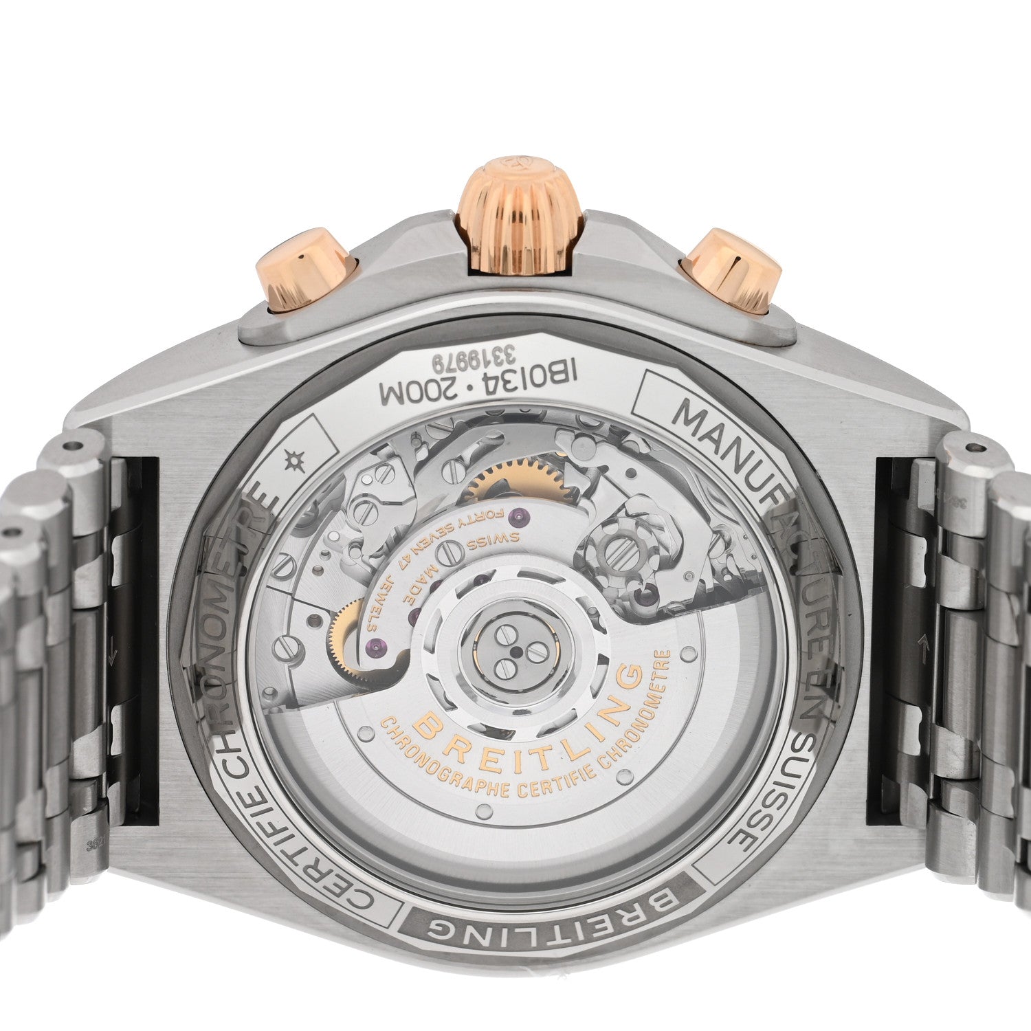 Stainless Steel 18K Rose Gold 42mm Chronomat B01 Automatic Watch Silver IB0134