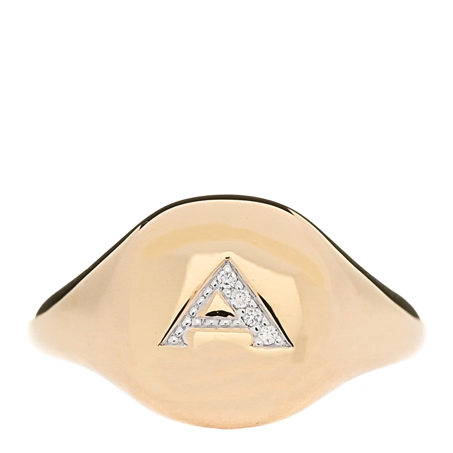 18K Yellow Gold Diamond Initial A Pinky Ring 43 2