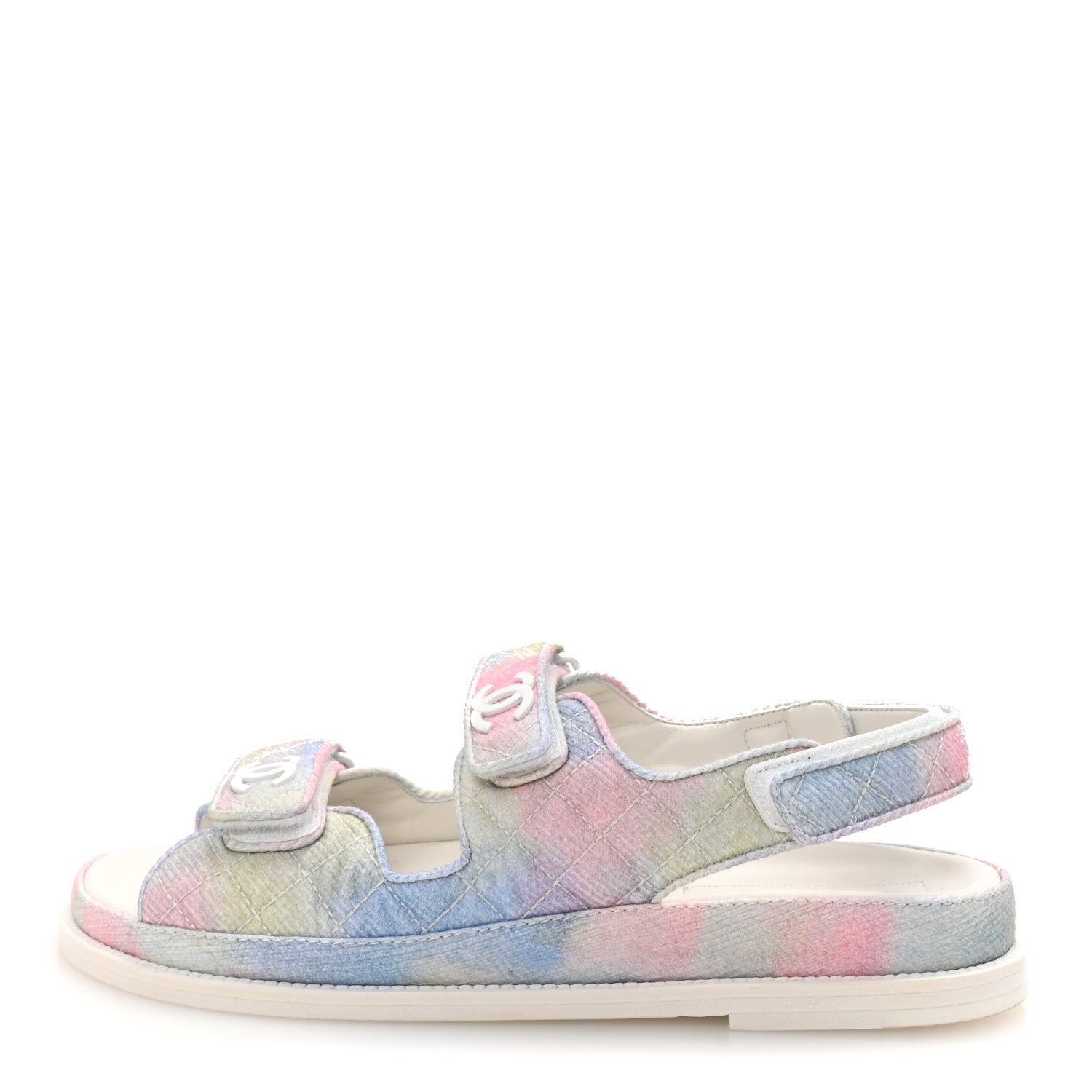 Printed Fabric Quilted Dad Sandals 41 Green Pink Blue