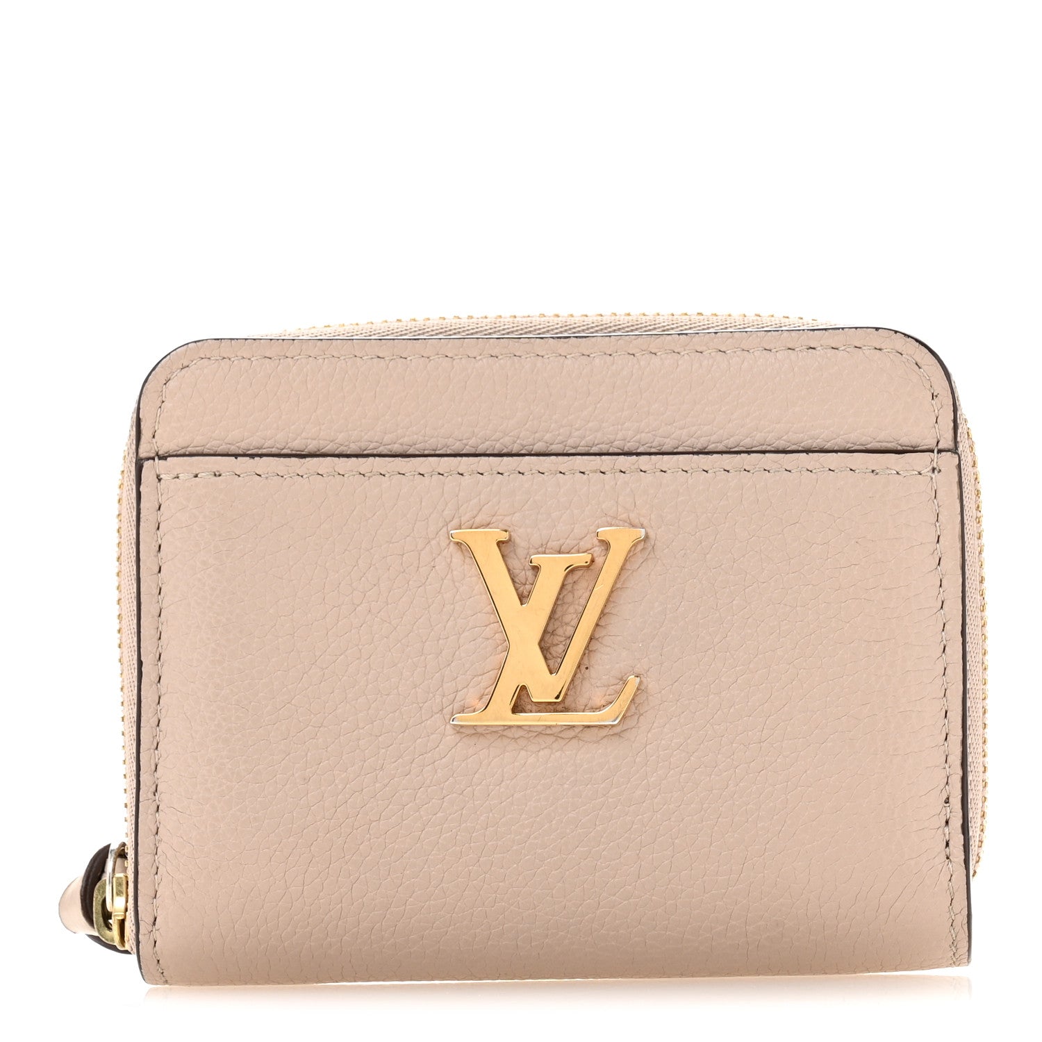 Calfskin Lockme Zippy Coin Purse Greige