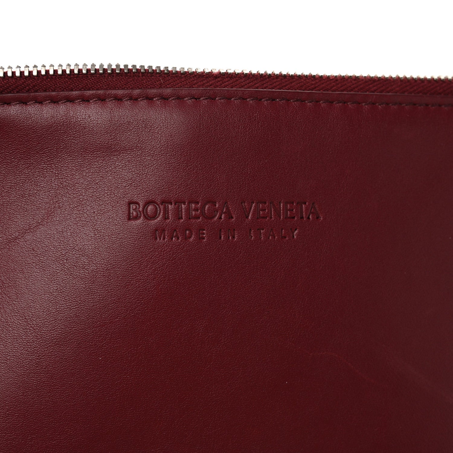 Calfskin Intrecciato Large North South Tote Bag Burgundy