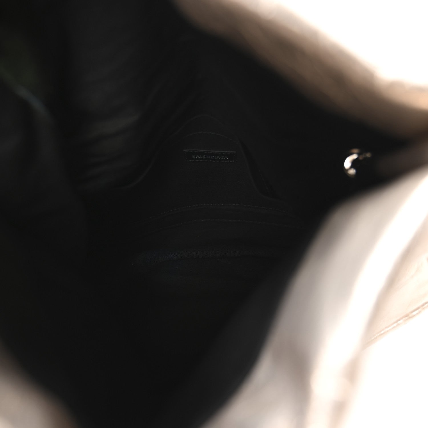 Metallized Arena Calfskin Small Monaco Chain Shoulder Bag Stone Beige