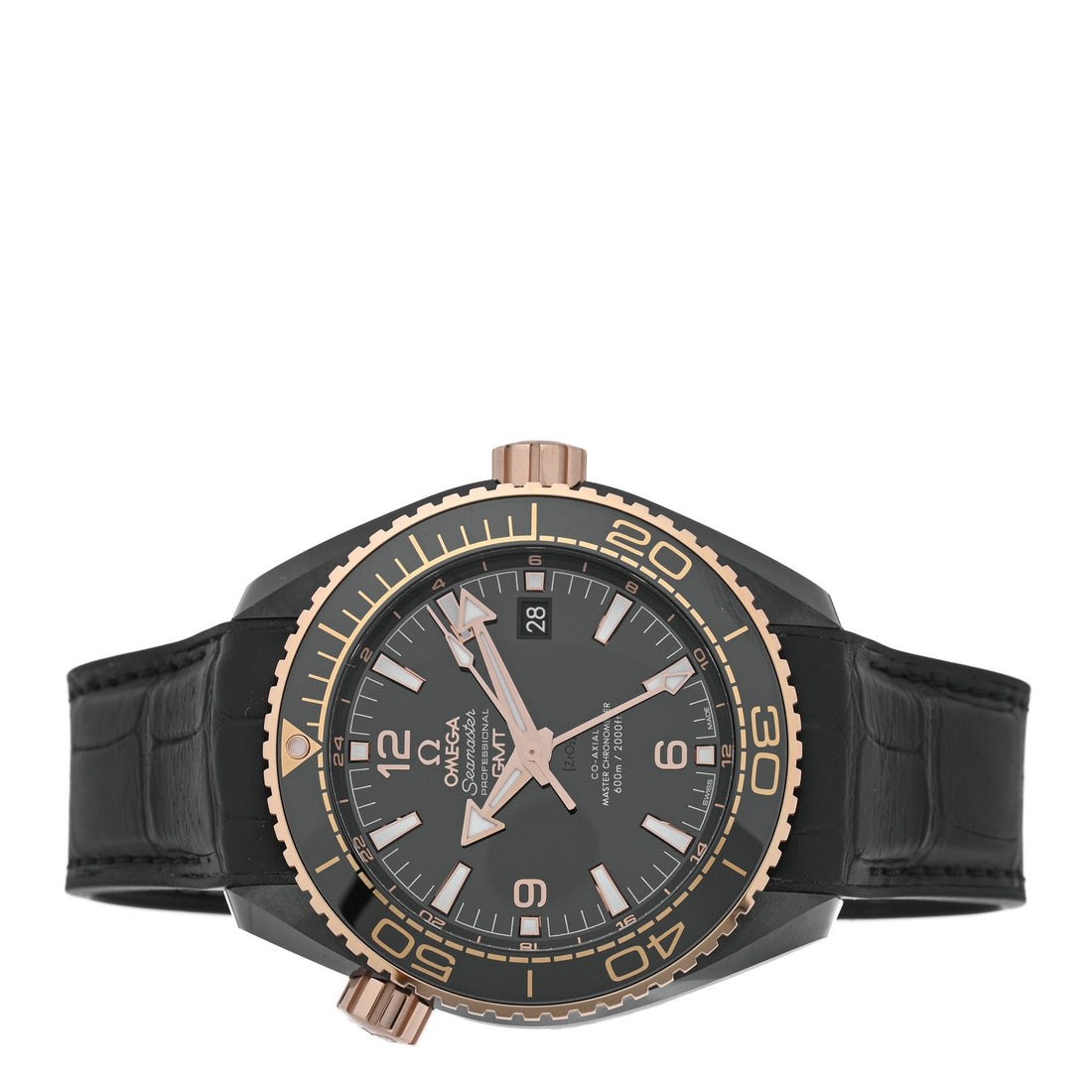 Ceramic 18K Sedna Gold Alligator 45.5mm Seamaster Planet Ocean Automatic Watch Black 215.63.46.22.01.001