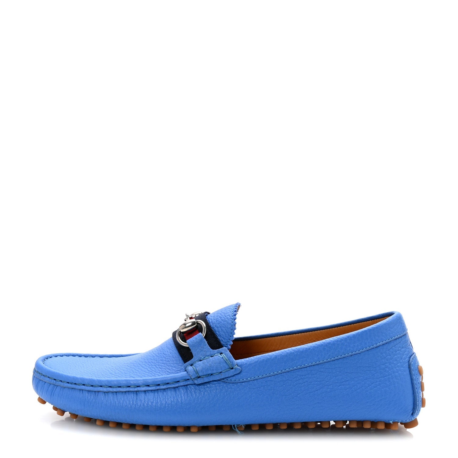 Calfskin Web Mens Horsebit Driver Loafers 8 Blue