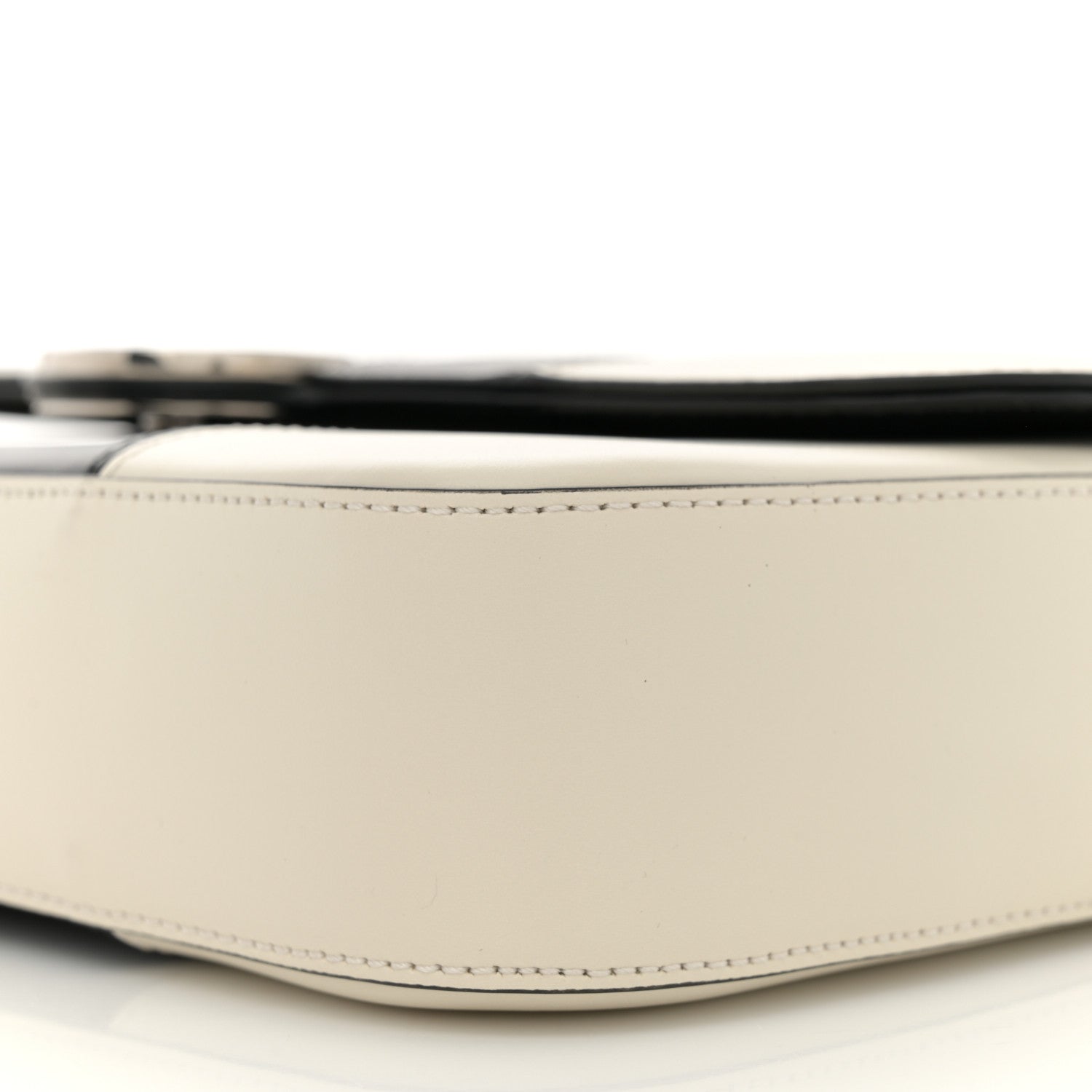 Senna Calfskin Lines Petite GG Top Handle Shoulder Bag Black Mystic White