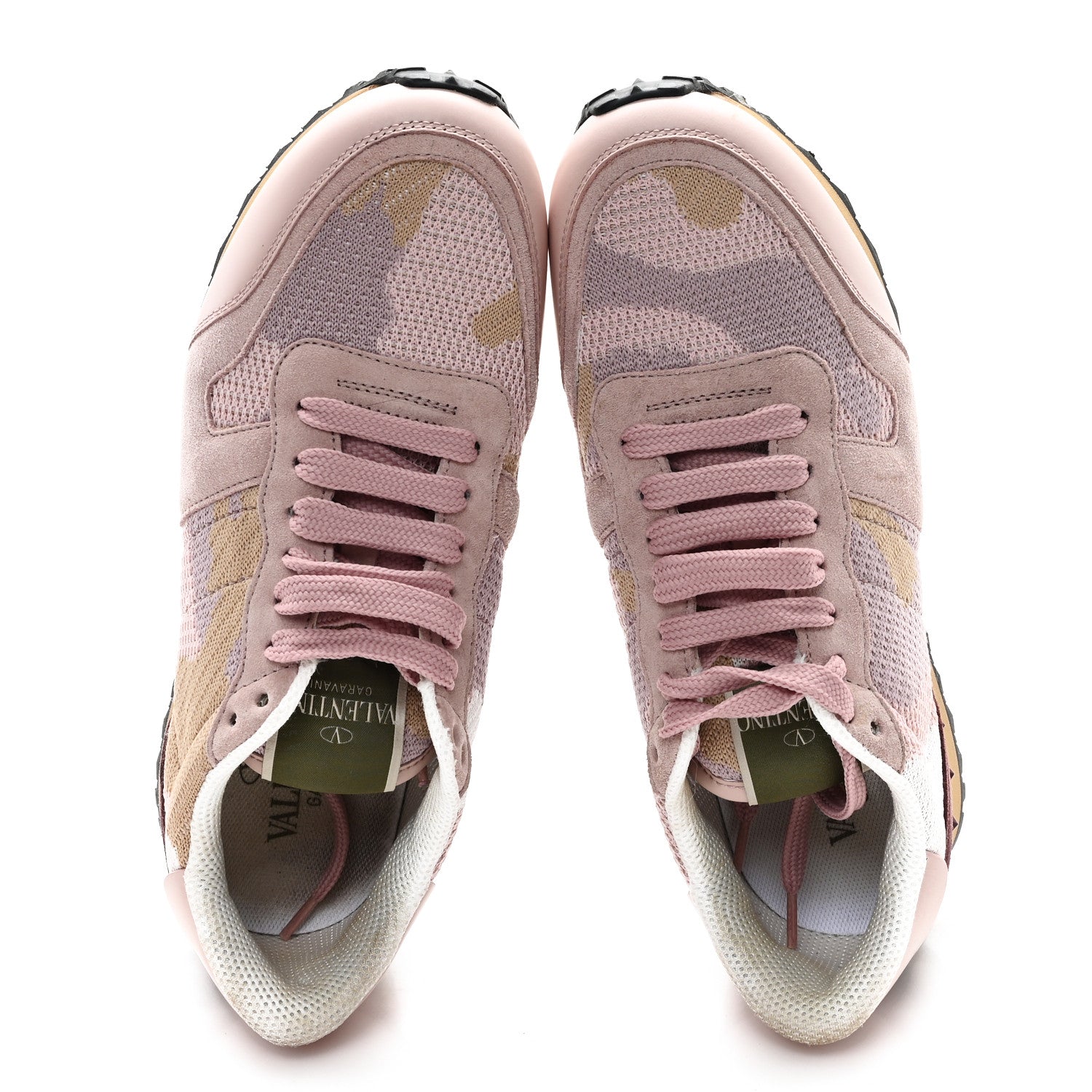 Mesh Fabric Suede Camouflage Womens Rockrunner Sneakers 37.5 Multicolor