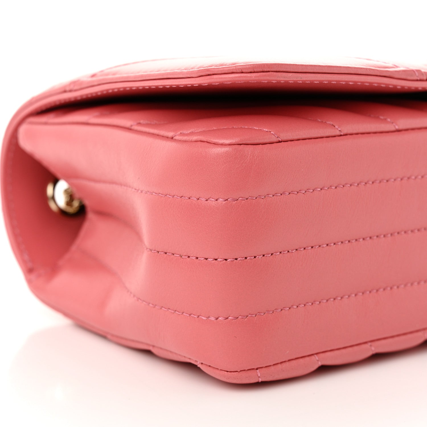 Calfskin Chevron Quilted Mini Statement Flap Pink