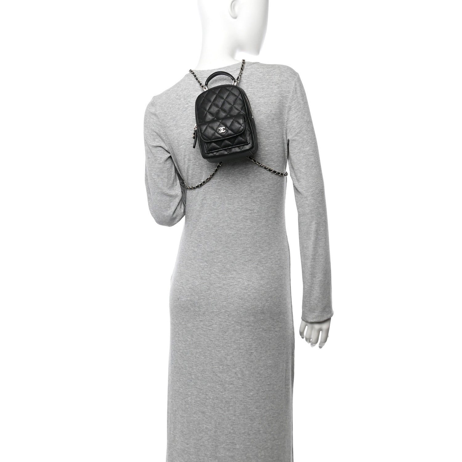 Caviar Quilted CC Mini Classic Backpack Black