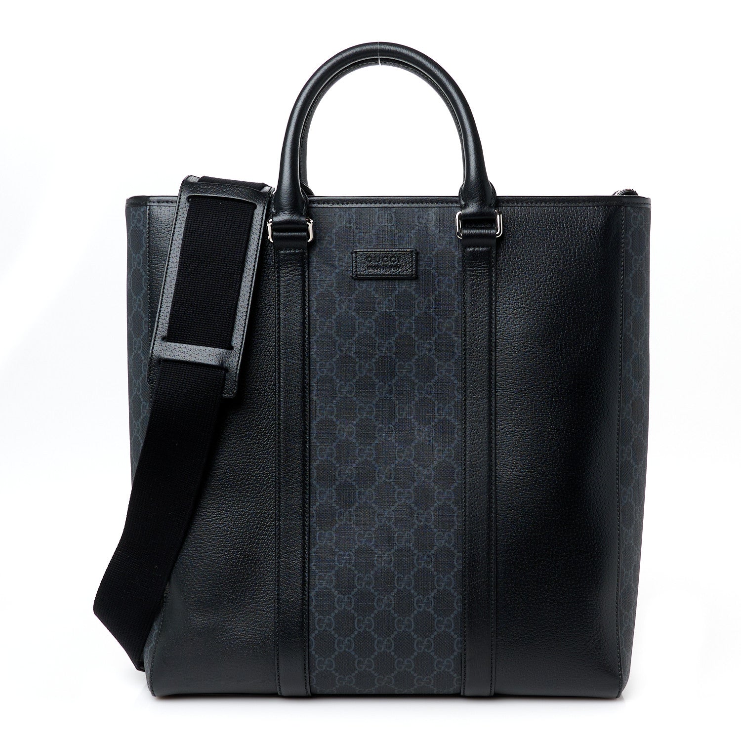 GG Supreme Monogram Calfskin Vertical Tote Black