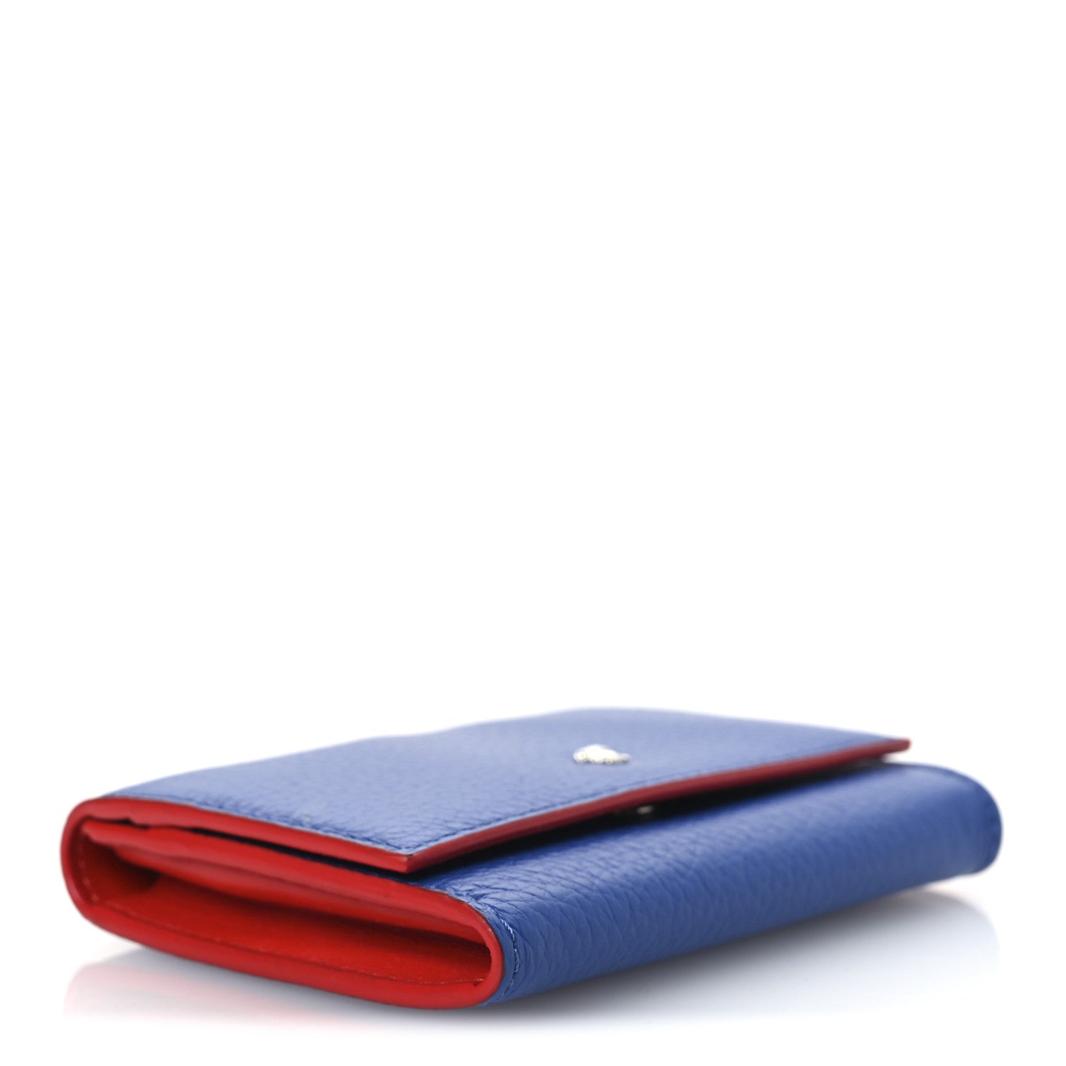 Grained Calfskin Medusa Card Holder  Blue Rockerfeller Red