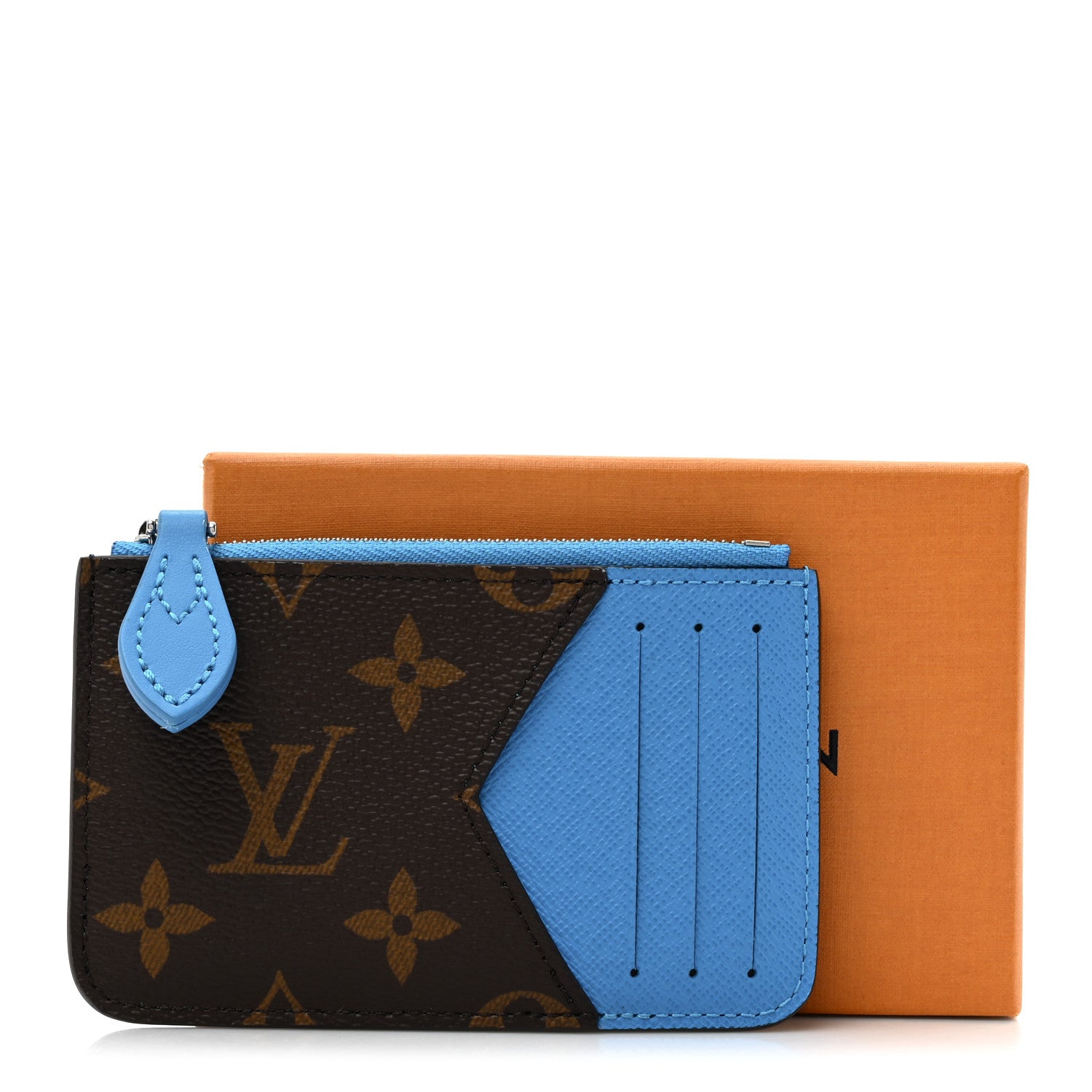 Monogram Zipped Romy Card Holder Gaston Blue