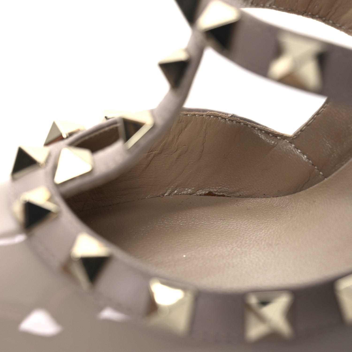 Patent Nappa Rockstud Ankle Strap 100mm Pumps 37 Poudre