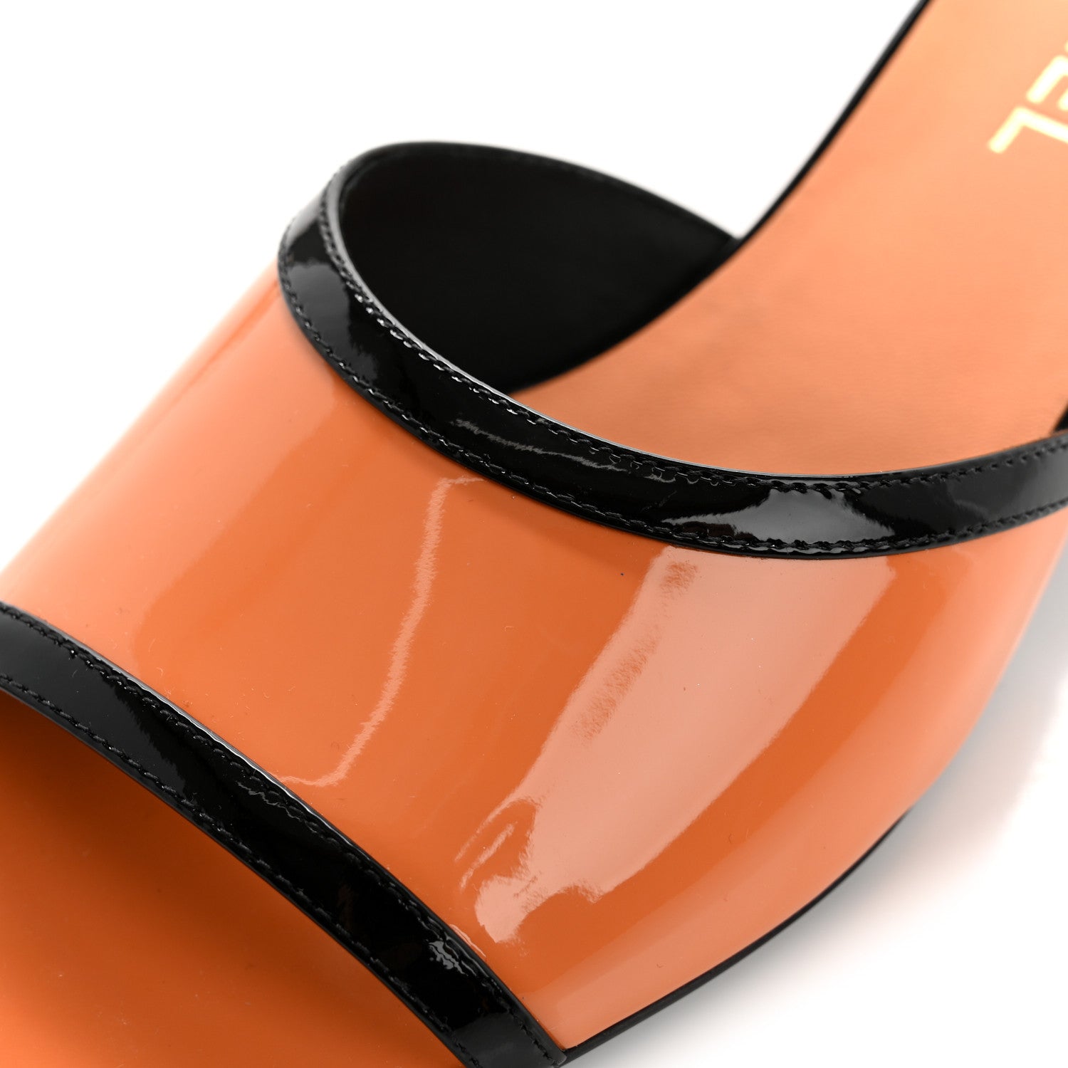 Patent Calfskin Mules 37.5 Orange Black