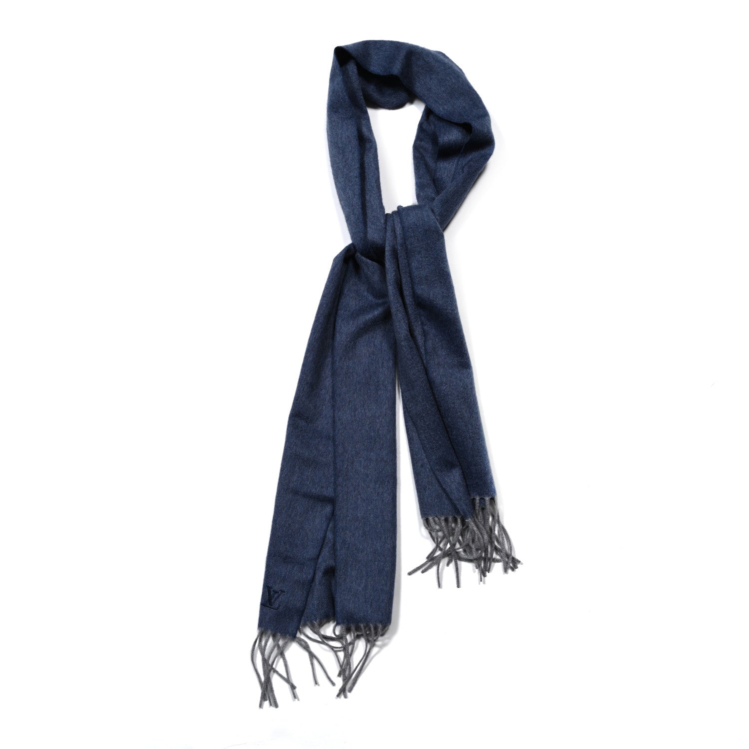 Cashmere LV Fringe Scarf Blue
