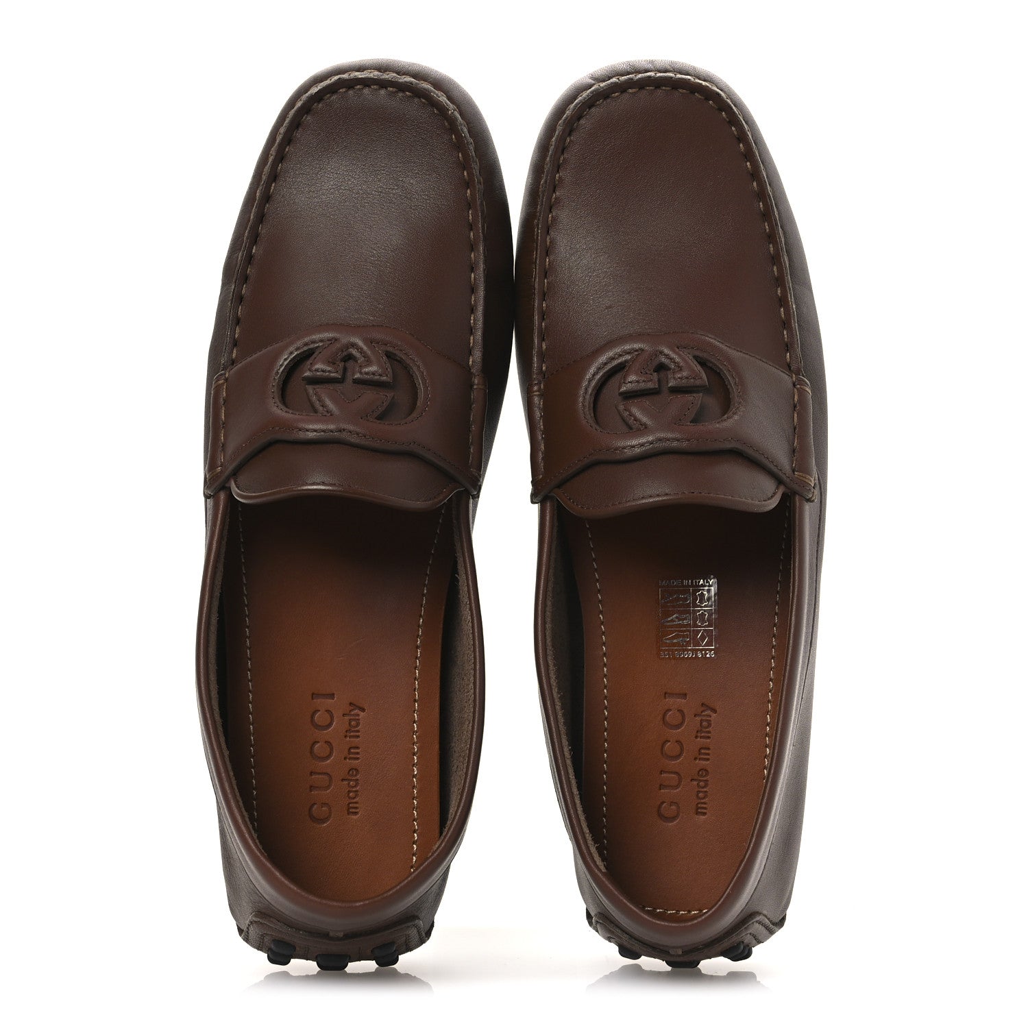 Soft Clove Calfskin GG Supreme Monogram Mens Interlocking G Driver Loafers 8 Brown