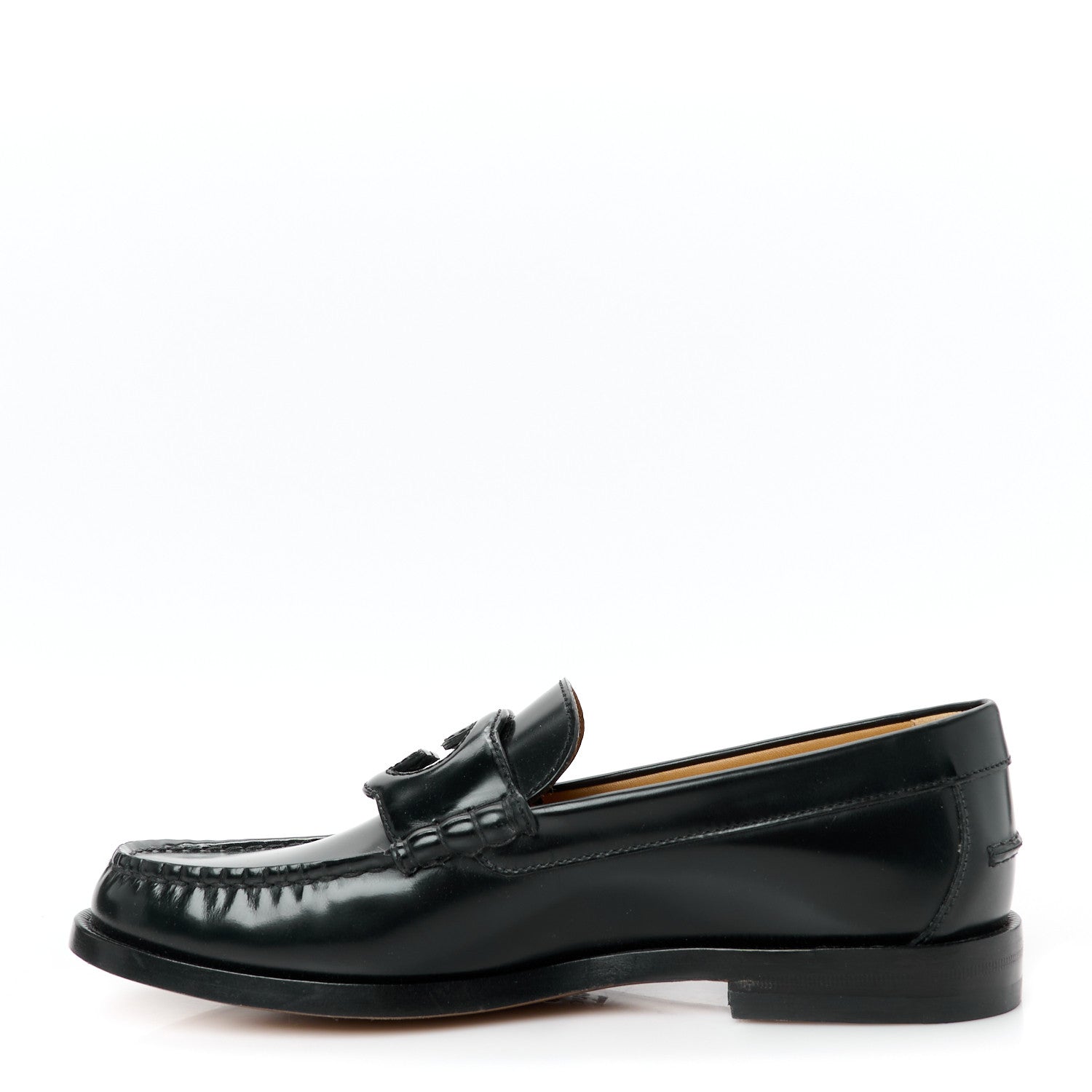 Calfskin Mens Interlocking G Millennial Ribot Loafers 7 Black