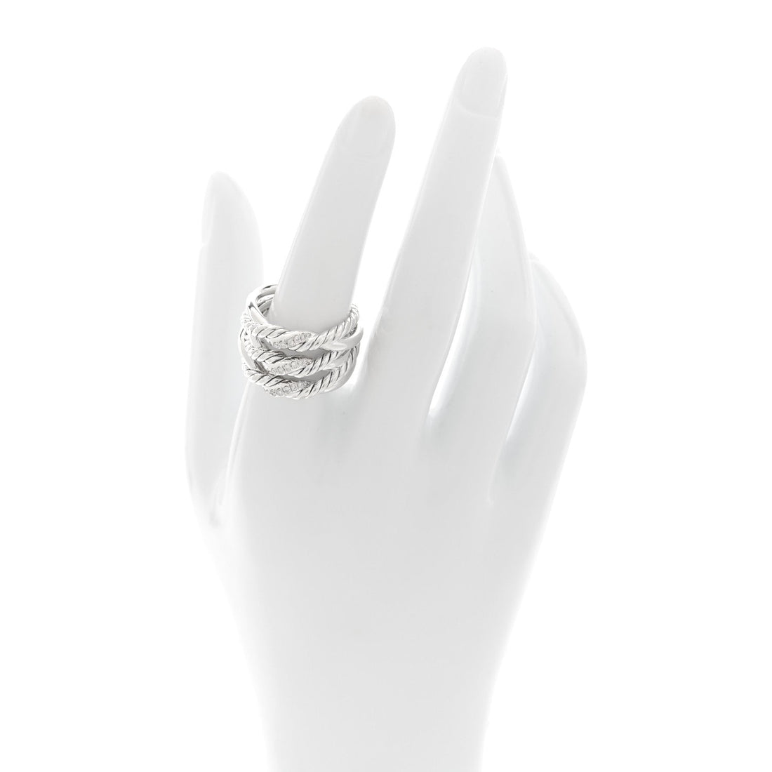 Sterling Silver Diamond Continuance Three-Row Ring 56 7.5
