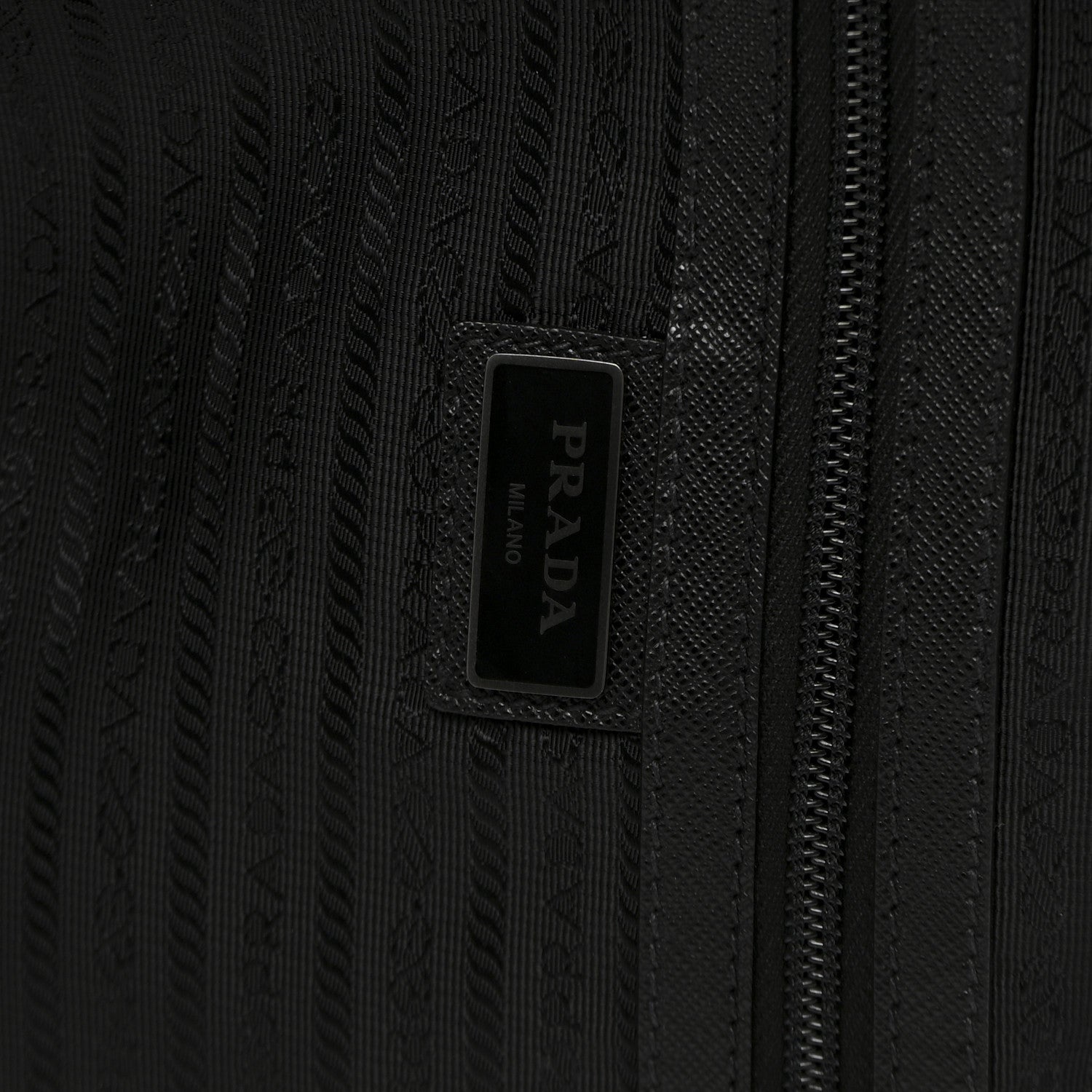 Tessuto Nylon Saffiano Trolley Rolling Suitcase Luggage Black