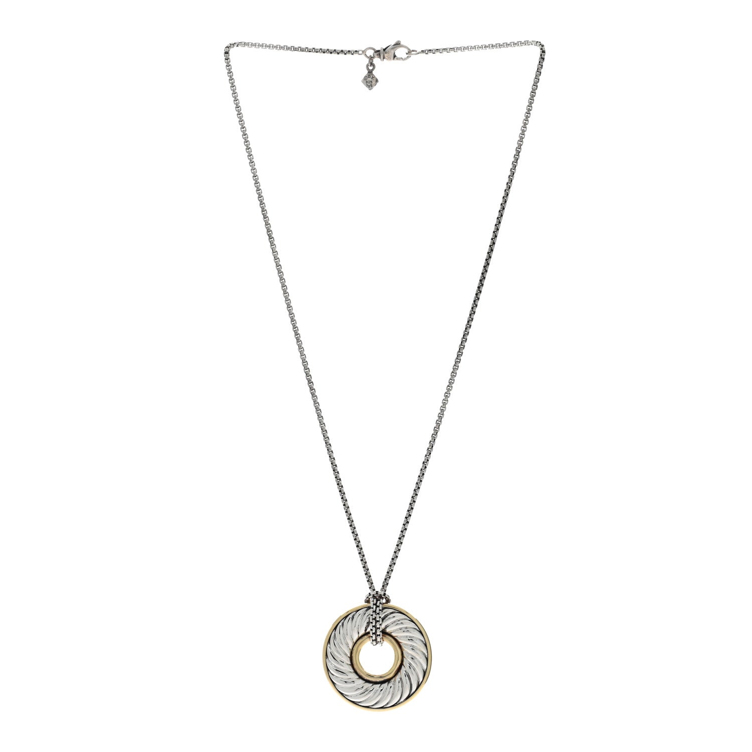 Sterling Silver 18K Yellow Gold 30mm Thoroughbred Pendant Necklace