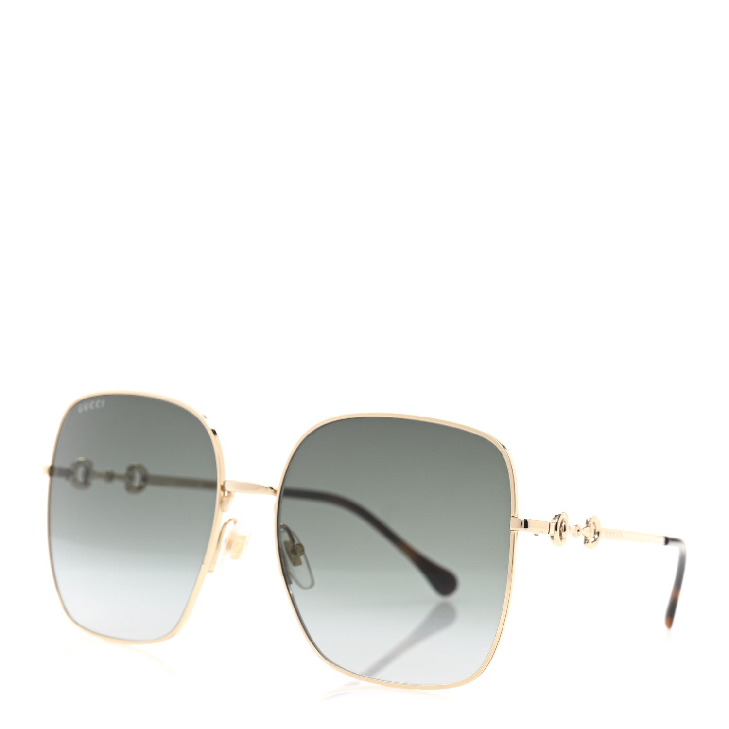 Metal Horsebit Square Frame Sunglasses GG0879S Gold