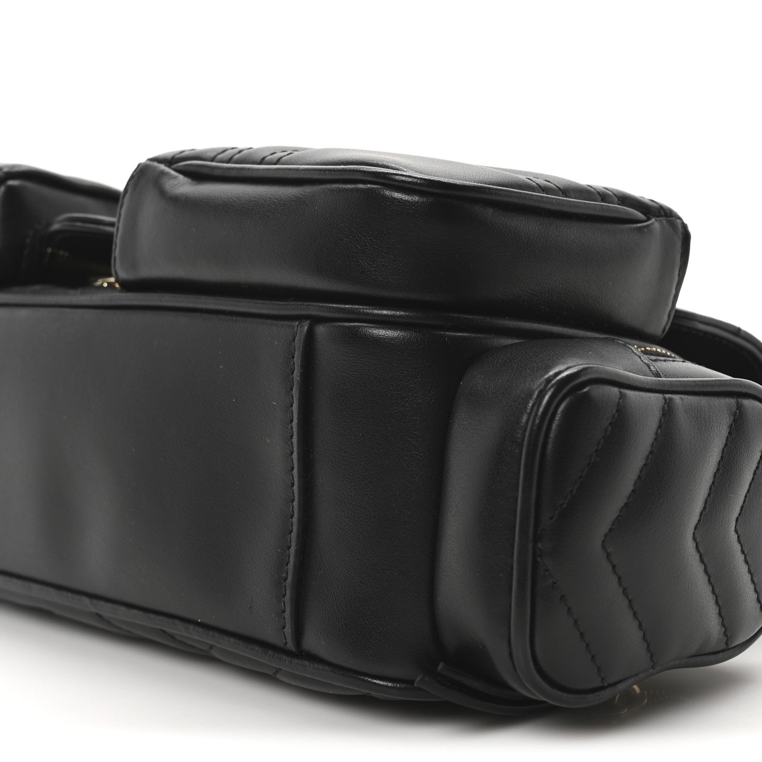 Calfskin Matelasse Small GG Marmont Multi Pocket Shoulder Bag Black