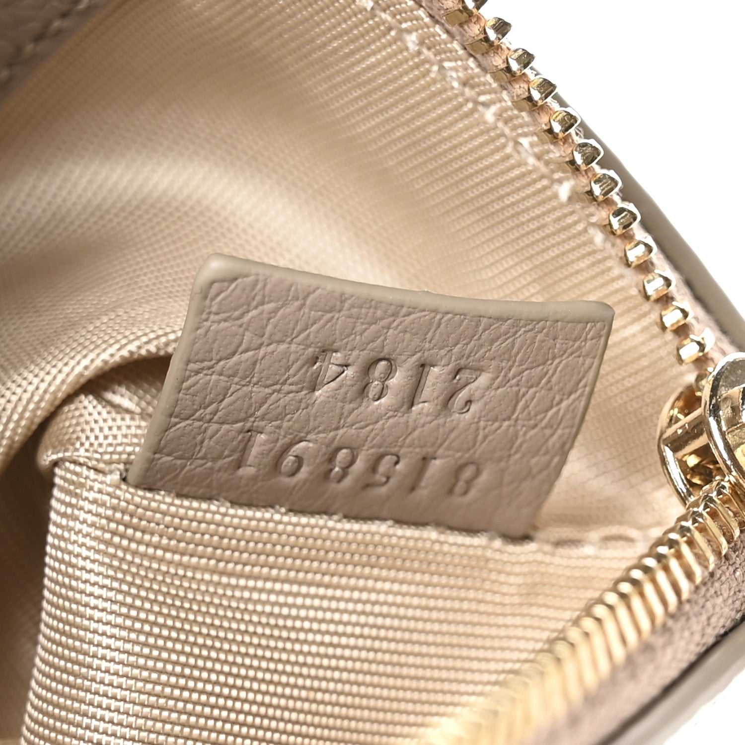 Guccissima GG Emblem Zip Key Case Taupe