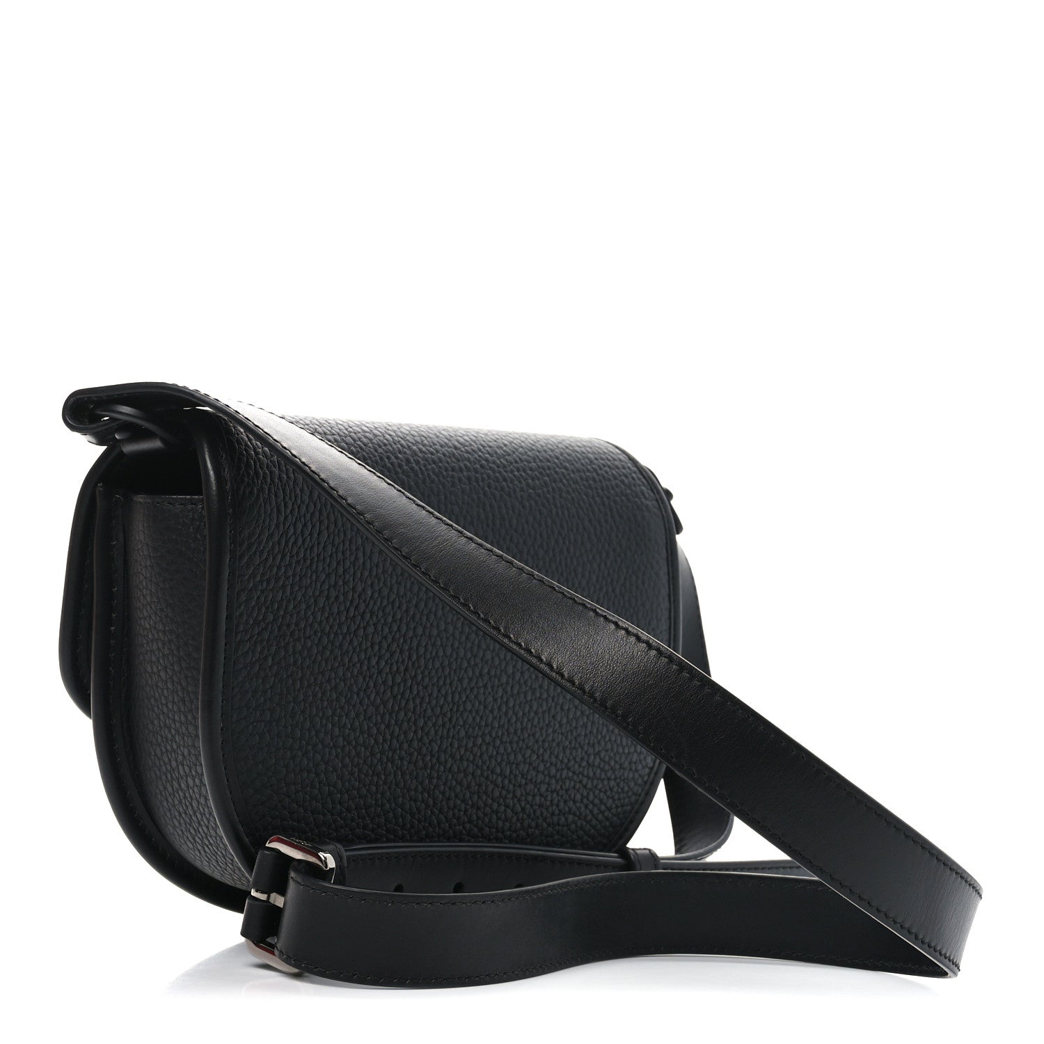 Grained Calfskin Mini Gallop Bag With Strap Black