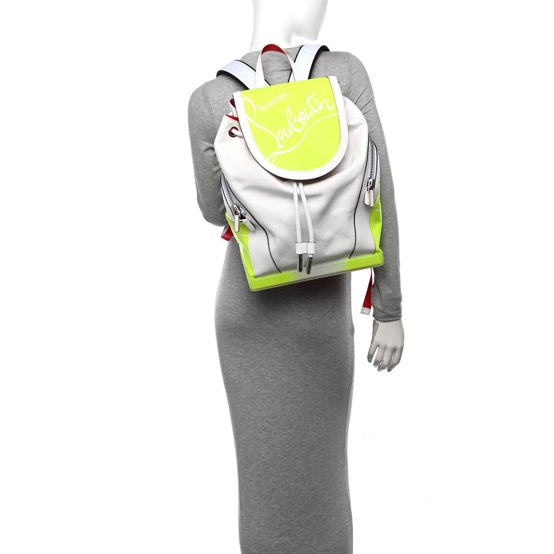 Calfskin Explorafunk Backpack Bianco Fluo Yellow